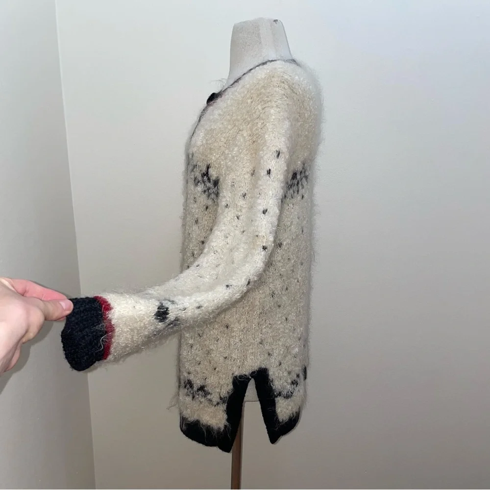 Vintage Jones NY Hand-Knit Mohair/Wool Fuzzy Cozy Cardigan Sweater Size Medium - Picture 6 of 14
